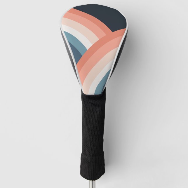 Colourful double retro style rainbow golf head cover (Front)