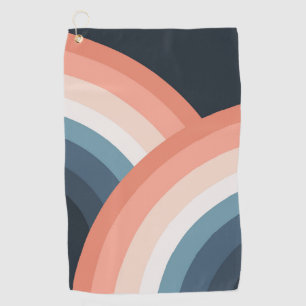 Colourful double retro style rainbow golf towel