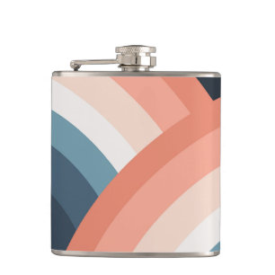Colourful double retro style rainbow hip flask