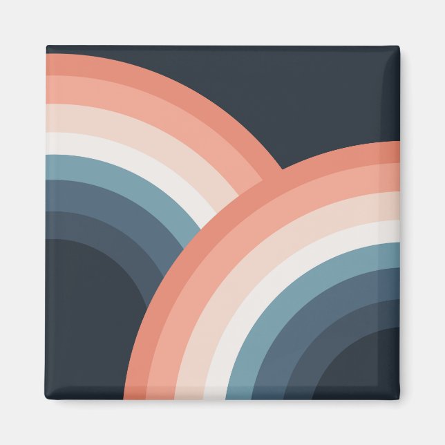 Colourful double retro style rainbow magnet (Front)