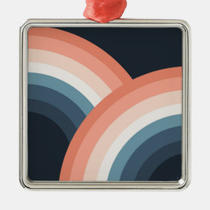 Colourful double retro style rainbow metal ornament