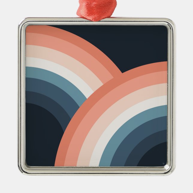 Colourful double retro style rainbow metal ornament (Front)