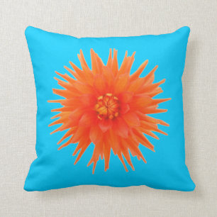 Colourful Double Sided Yellow Blue Orange Flower Cushion