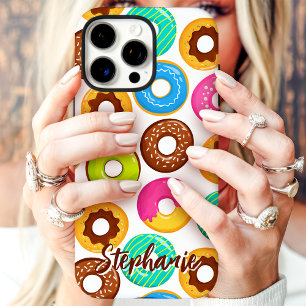 Colourful Doughnut Pattern Custom Name iPhone 16 Pro Max Case