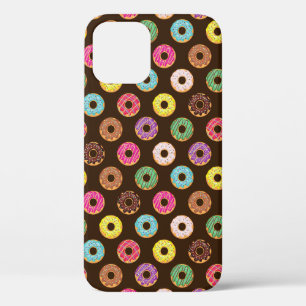 Colourful Doughnut Pattern In Chocolate iPhone 12 Case