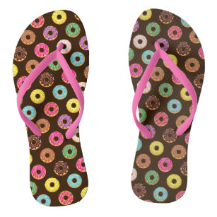 Colourful Doughnut Pattern In Chocolate Thongs