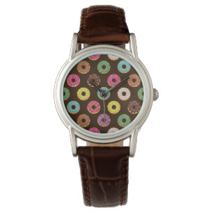 Colourful Doughnut Pattern In Chocolate Watch
