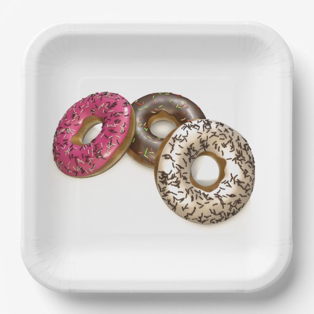 Colourful Doughnuts Doughnuts 3D Effect Paper Plat Plate (Front)