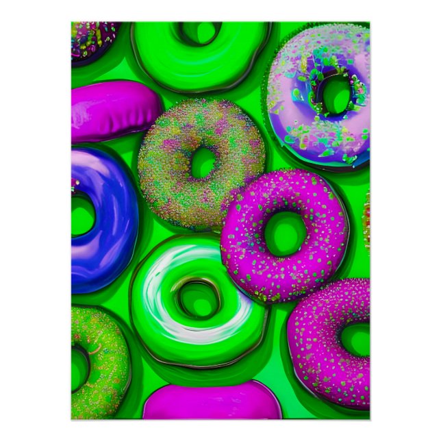 Colourful Doughnuts Green Poster (Front)
