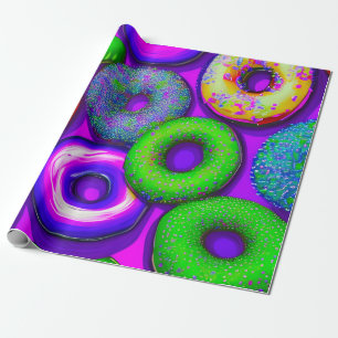 Colourful Doughnuts Purple Wrapping Paper