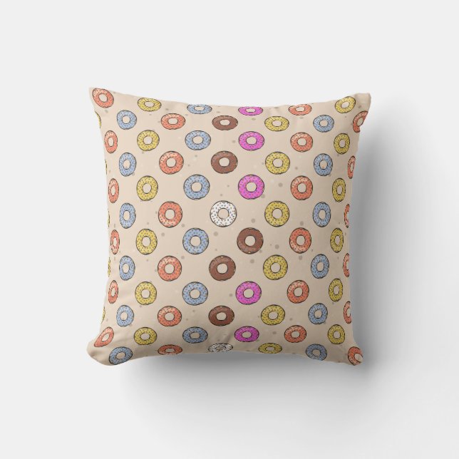 Colourful Doughnuts Seamless Pattern - Pastry / Ba Cushion (Front)