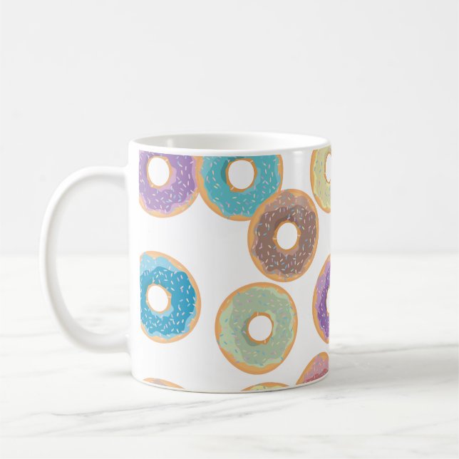 Colourful Doughnuts & Sprinkles Pattern Coffee Mug (Left)