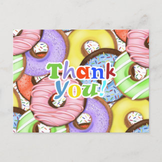 Colourful Doughnuts Sprinkles Thank You Postcard