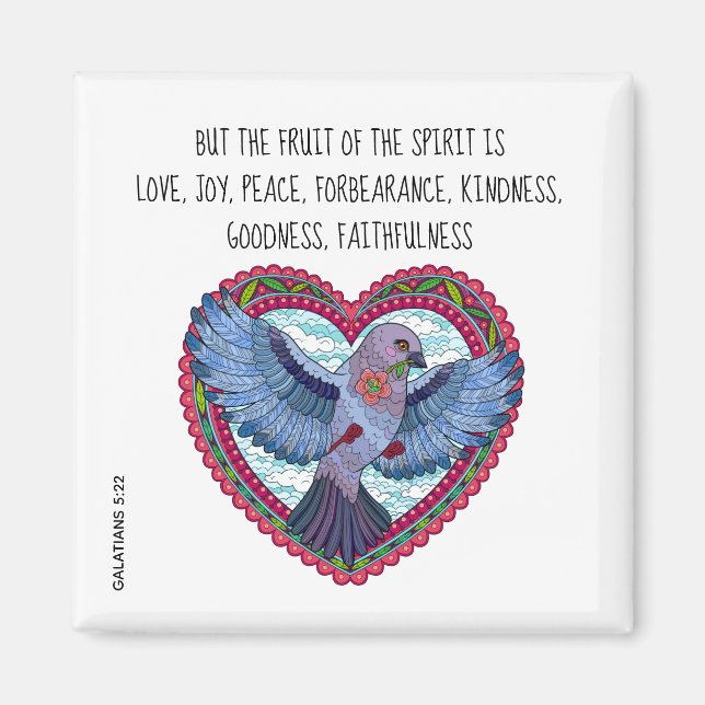 Colourful Dove w Verse about peace (Galatians 5:22 Magnet (Front)