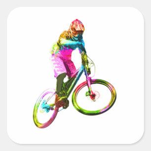 Colourful Downhiller Square Sticker