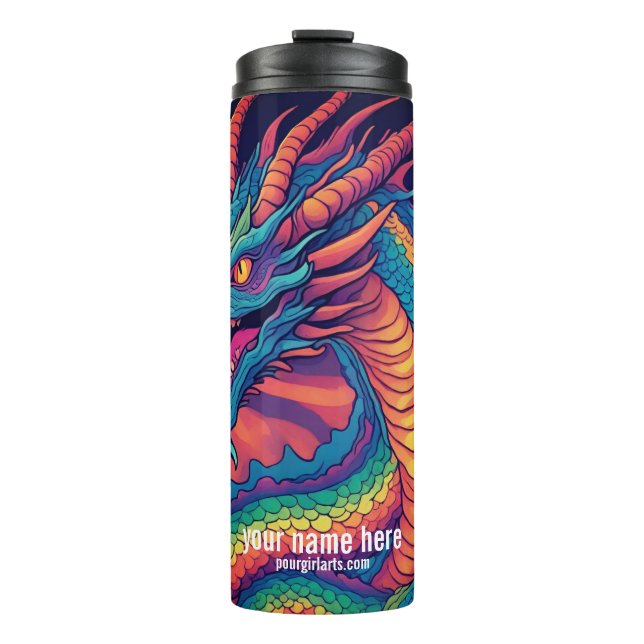 COLOURFUL DRAGON AND SCALES  THERMAL TUMBLER (Front)
