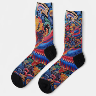 Colourful Dragon Ethnic Pattern Socks