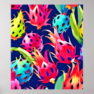 Colourful Dragon Fruit Poster