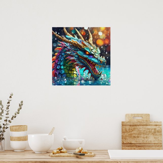 Colourful Dragon Poster Print (Kitchen)