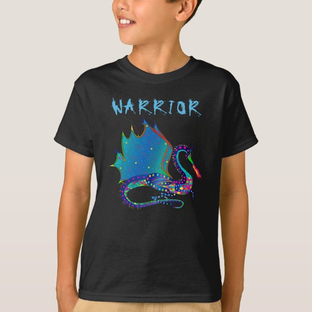 Colourful Dragon, Warrior, Kaleidoscope Collection T-Shirt (Front)