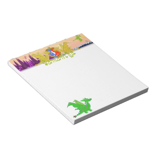 Colourful Dragon World Cute Cartoon Dragons Notepad (Angled)
