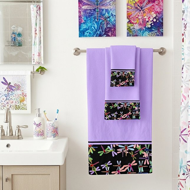 colourful dragonflies bath towel set (Creator Uploaded)