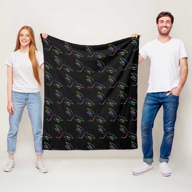 Colourful dragonflies fleece blanket (In Situ)