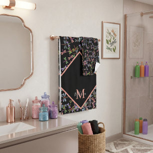 Colourful dragonflies personalised   bath towel set