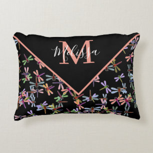 Colourful dragonflies personalised decorative cushion