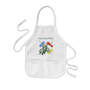 Colourful dragonflies, personalised kids apron
