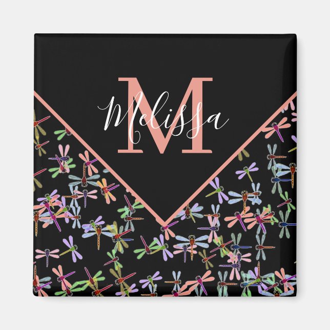 Colourful dragonflies personalised   magnet (Front)