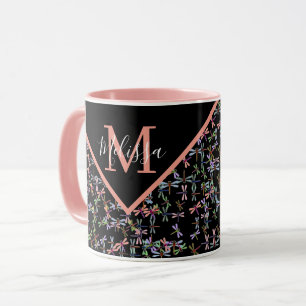 Colourful dragonflies personalised mug
