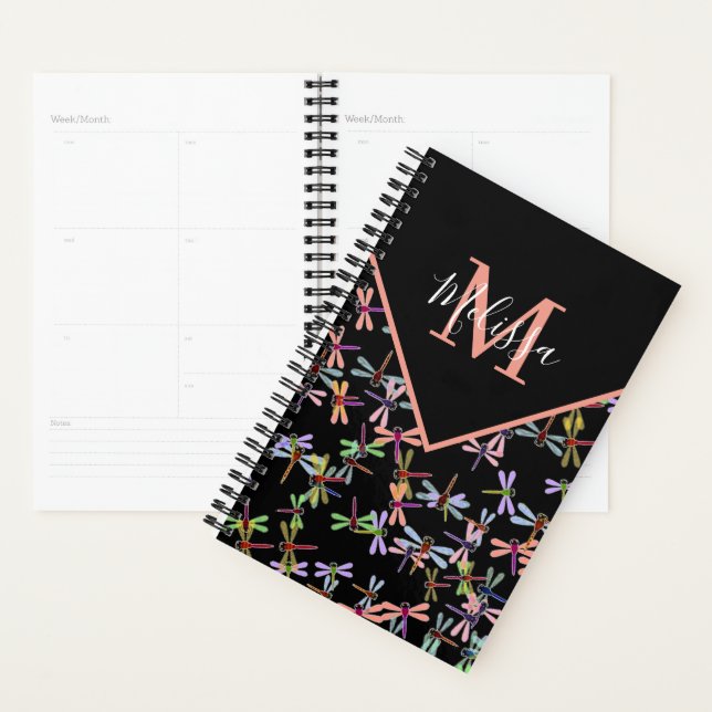 Colourful dragonflies personalised   planner (Display)