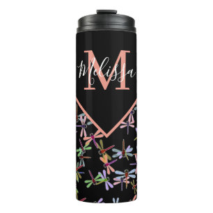 Colourful dragonflies personalised   thermal tumbler