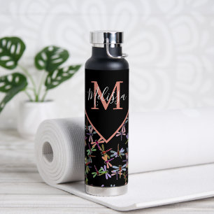 Colourful dragonflies personalised water bottle