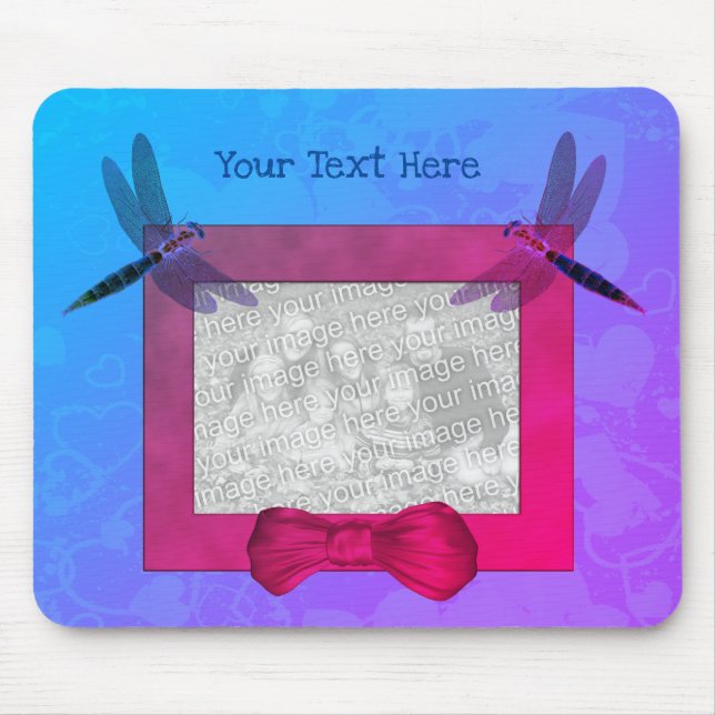 Colourful Dragonflies Photo Frame Mouse Pad (Front)