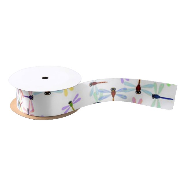 colourful dragonflies satin ribbon (Spool)