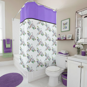 Colourful dragonflies shower curtain