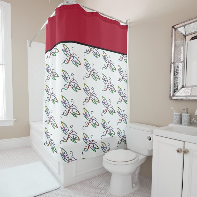 Colourful dragonflies shower curtain (In Situ)