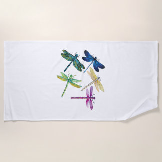 Colourful Dragonflies T-Shirt_1 Beach Towel