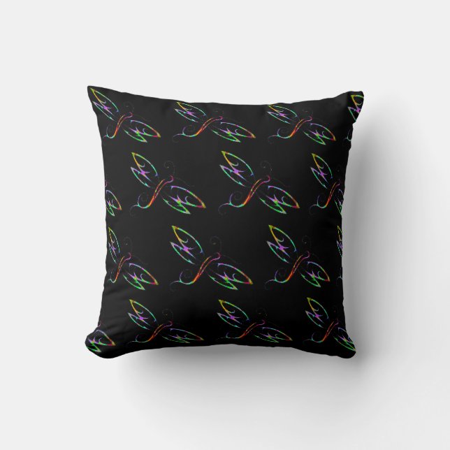 Colourful dragonflies throw pillow (Front)