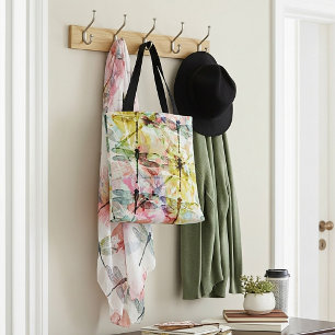 Colourful dragonflies tote bag