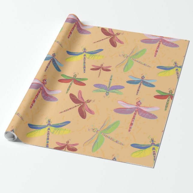 colourful dragonflies wrapping paper (Unrolled)