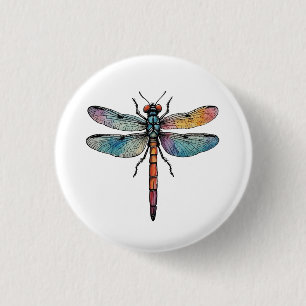 Colourful Dragonfly 3 Cm Round Badge