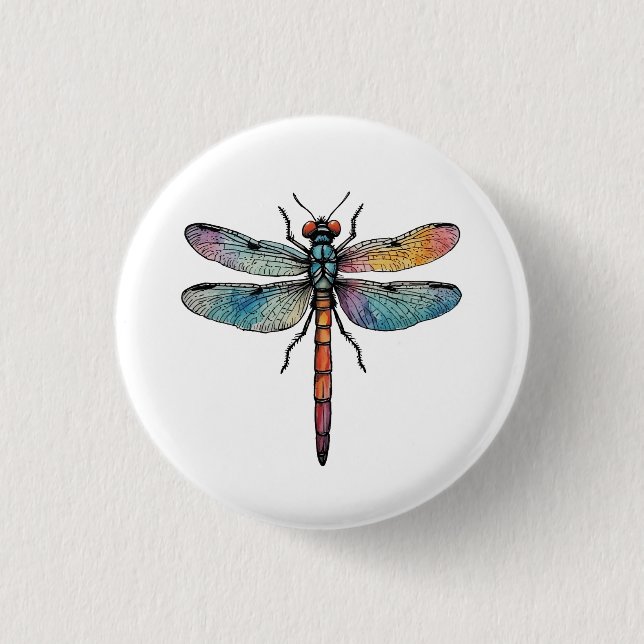 Colourful Dragonfly 3 Cm Round Badge (Front)