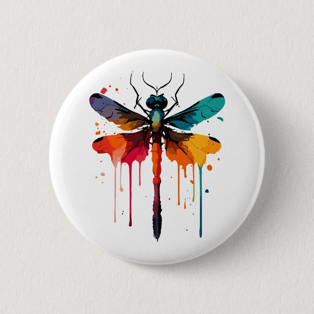 colourful Dragonfly 6 Cm Round Badge (Front)