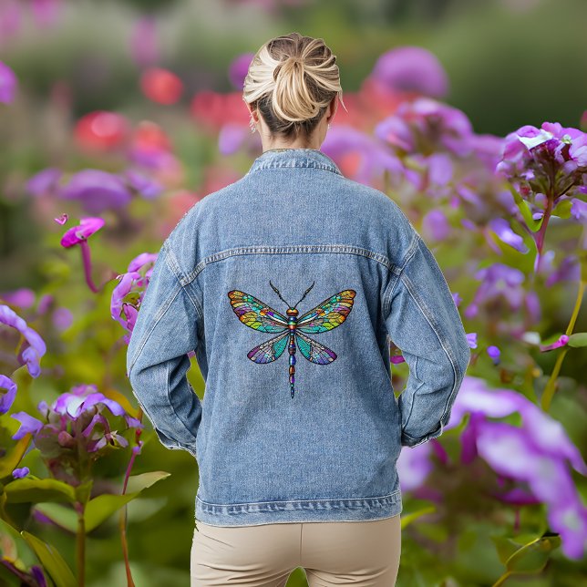 Colourful Dragonfly Ai Art Denim Jacket (Creator Uploaded)