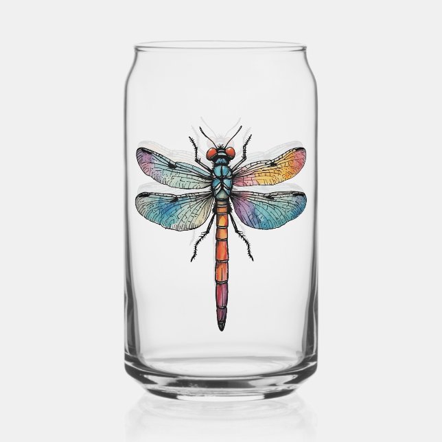 Colourful Dragonfly Can Glass (Front)