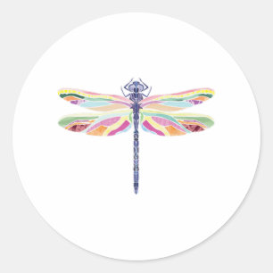 Colourful dragonfly  classic round sticker