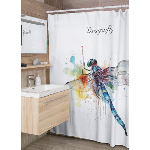 colourful dragonfly customisable  shower curtain